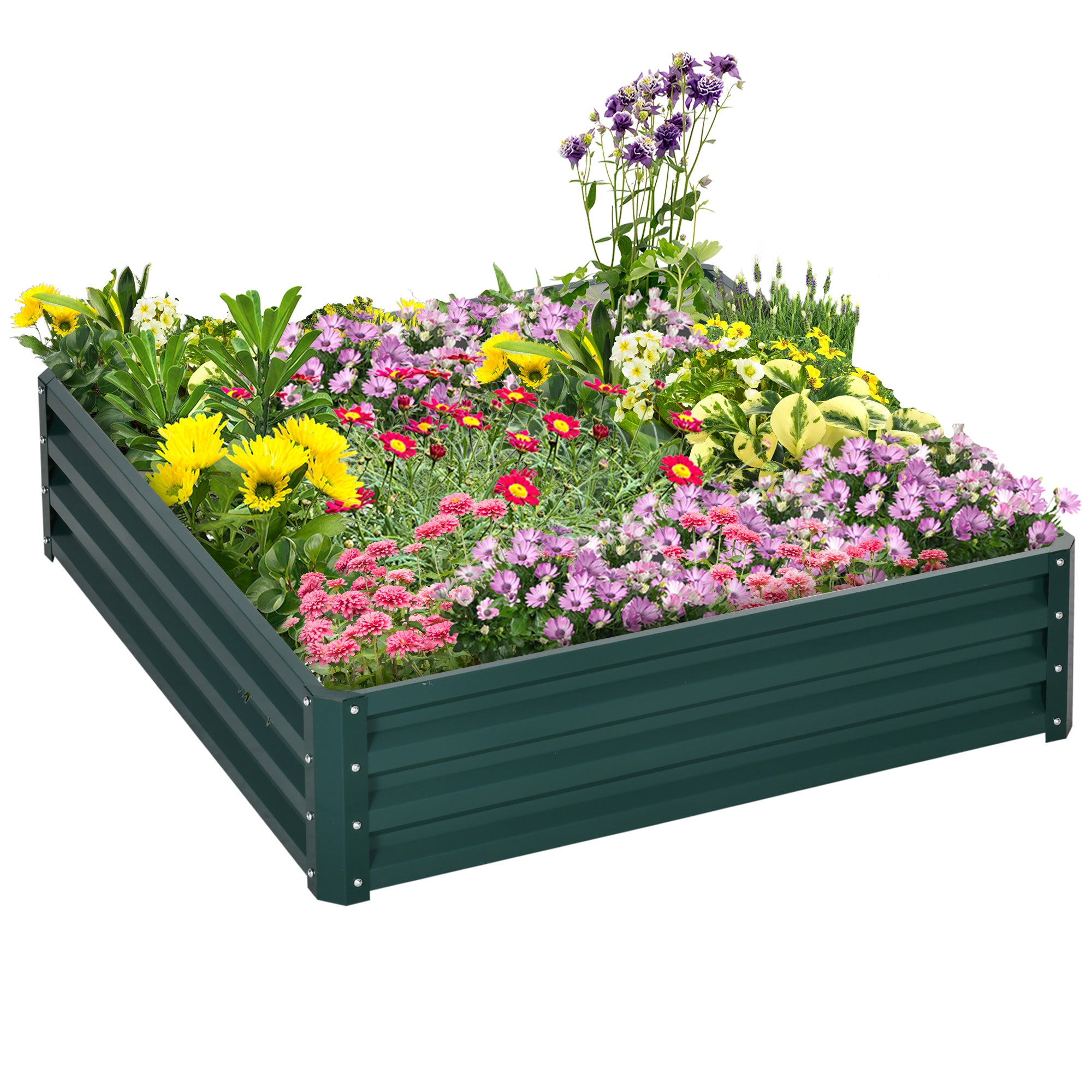 Outsunny Galvanized Raised Garden Bed, 4' x 4' x 1' Metal
