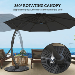 11FT Cantilever Patio Umbrella, Aluminium Offset Hanging Umbrella with 8 Ribs, 360° Rotation, Easy Adjustment for Garden, Deck, Yard and Pool, UPF 50+, Grey