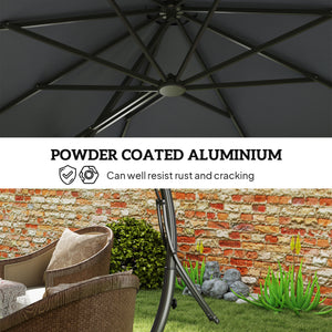11FT Cantilever Patio Umbrella, Aluminium Offset Hanging Umbrella with 8 Ribs, 360° Rotation, Easy Adjustment for Garden, Deck, Yard and Pool, UPF 50+, Grey