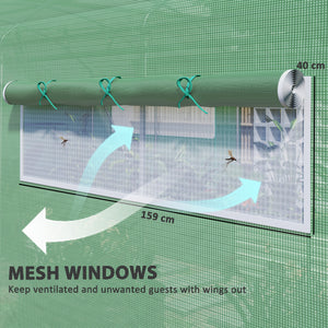 19.5' x 10' x 7.5' Walk-in Tunnel Greenhouse with 3 Roll-Up Doors and Large Mesh Windows, Outdoor Green House, Plant Hot House Tent with Galvanized Steel Frame, Green