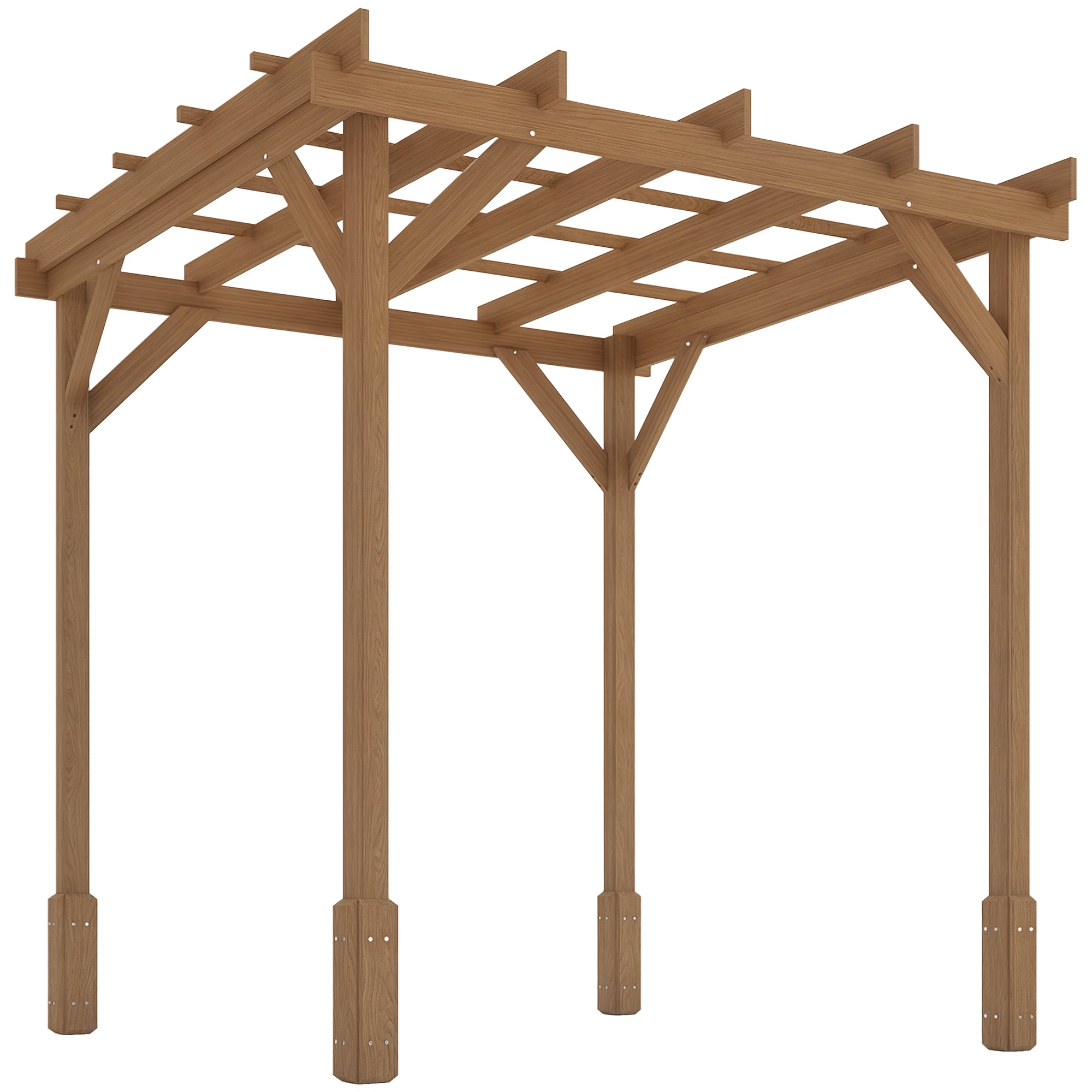 bambus pergola 2x2x2m Outsunny 2 x 2m Wooden Pergola Kit with Stable Structure for Climbing  Vines, Flowers, Dark Brown