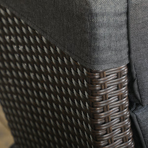 Garden Recliner with Cushion, PE Wicker Outdoor Recliner Chair with Adjustable Backrest & Footrest, Rattan Recliner Chair with Armrests and Side Tray for Balcony, Porch, Dark Grey/Brown
