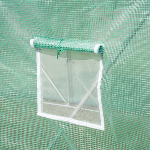 Walk-in Tunnel Greenhouse, 19 x 10 x 6.6 ft Hoop House with Zipped Roll-Up Door and 8 Mesh Windows, Outdoor Greenhouse with Galvanised Steel Frame, Green