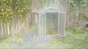 6' x 4.5' Plastic Outdoor Storage Shed with Window, Lockable Doors and Vents, Gray
