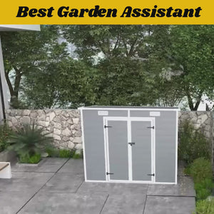 8' x 4' Outdoor Storage Shed with Window, Lockable Doors and Vents, Gray