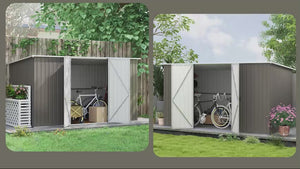 11' x 6' Metal Storage Shed with Lockable Door for Backyard, Garden, Lawn, Light Gray