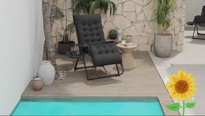 Folding Zero Gravity Recliner Chair with Cup Holder & Padded Cushion, Black