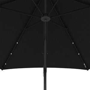 3(m) Cantilever Parasol with Solar LED and Easy Lever, Garden Parasol Umbrella with Cross Base and Waterproof Cover, Outdoor Sun Shades, Black