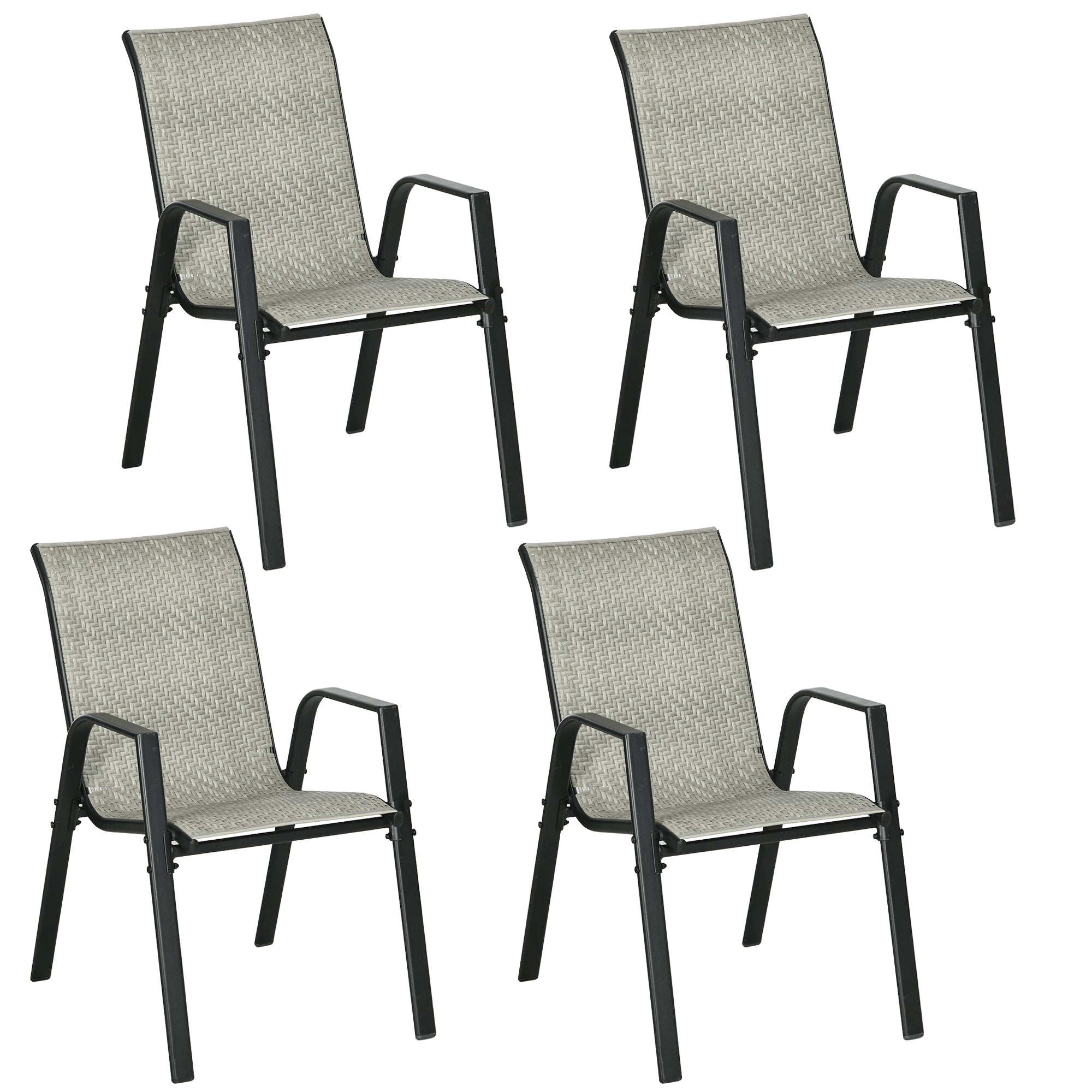 Stackable Outdoor Chairs Set of 4, Rattan Garden Chairs with