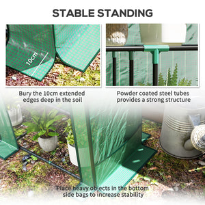 Lean-to Mini Greenhouse with 3 Tier Shelves, Portable Garden Hot House with 2 Roll-Up Doors for Indoor Outdoor, 56.7"x18.9"x59.8", Green