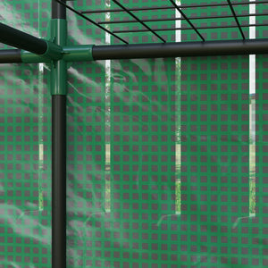 Lean-to Mini Greenhouse with 3 Tier Shelves, Portable Garden Hot House with 2 Roll-Up Doors for Indoor Outdoor, 56.7"x18.9"x59.8", Green
