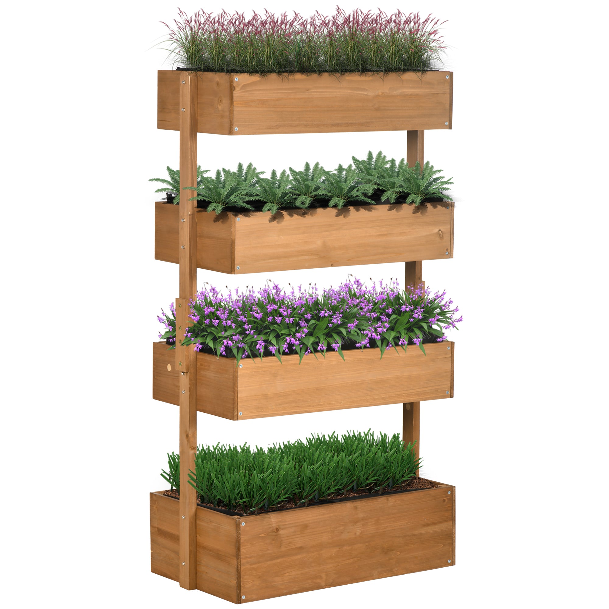 Outsunny 80cm x 45cm x 142cm 4-Tier Raised Garden Bed, Fir Wood Outsunny 80cm x 45cm x 142cm 4-Tier Raised Garden Bed, Fir Wood
