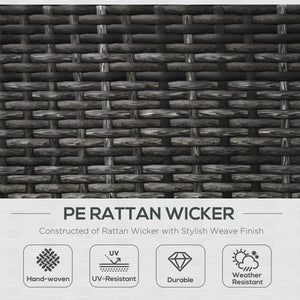 Patio Rattan Single Sofa, Outdoor Wicker Armchair with Cushions for Garden, Balcony, Porch, Grey