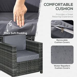 Patio Rattan Single Sofa, Outdoor Wicker Armchair with Cushions for Garden, Balcony, Porch, Grey