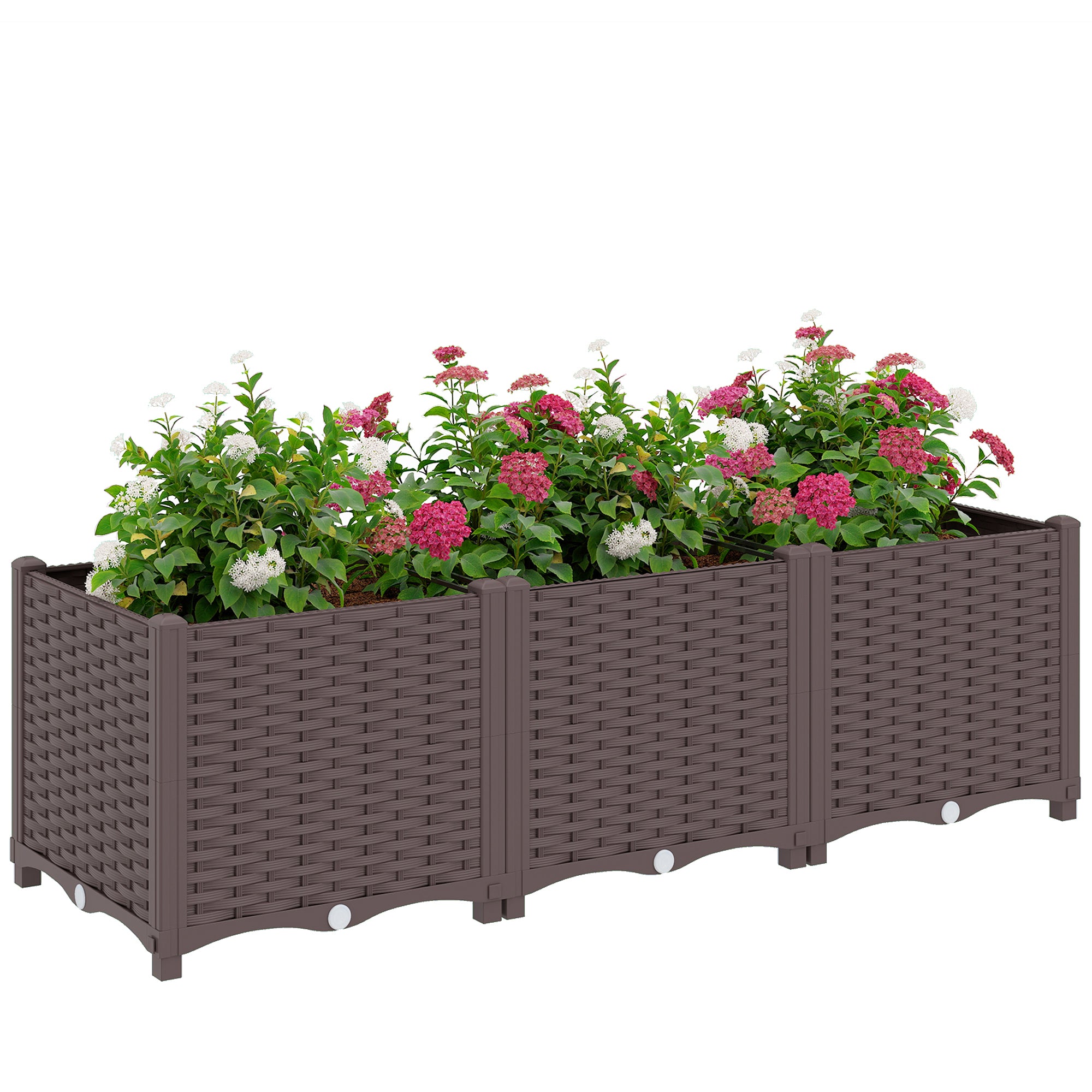 plastic box plants Outsunny Self Watering Plastic Raised Garden Bed with Legs, 120 x 40 x 37 cm