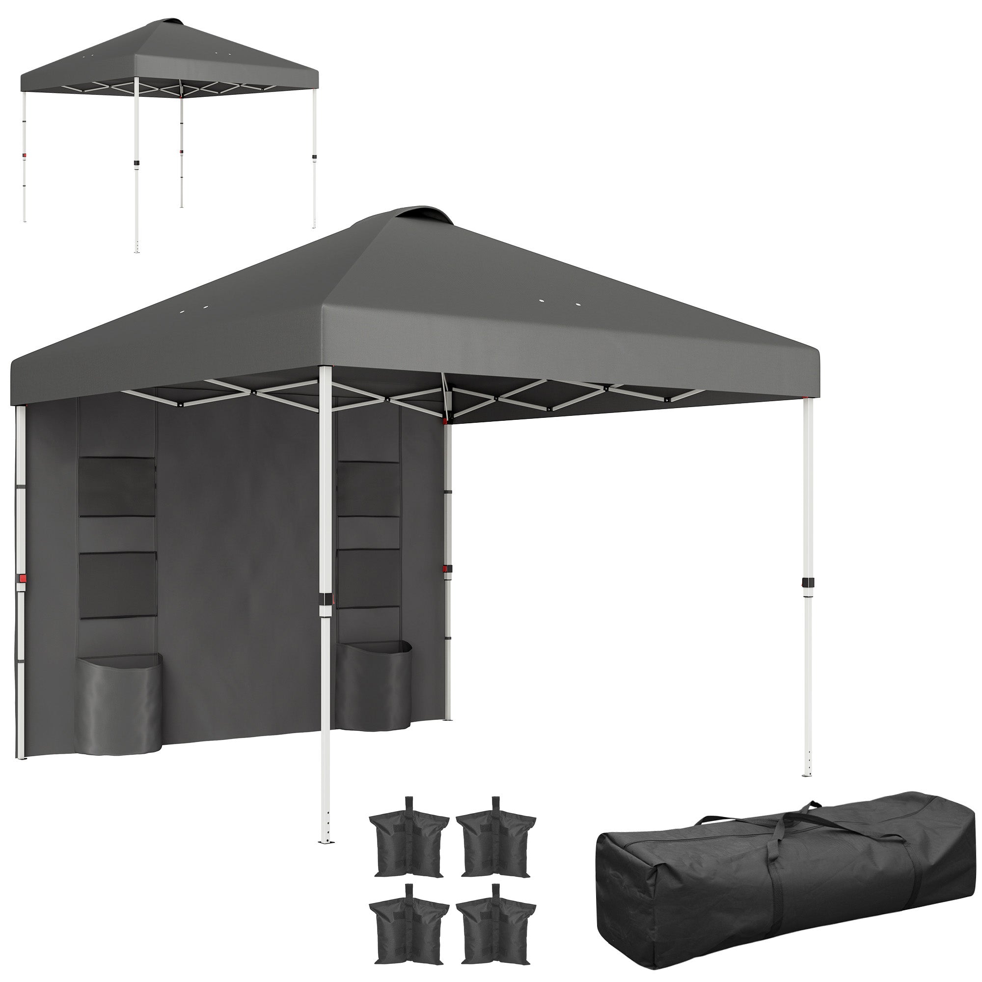 pop up storage tent Outsunny 10' x 10' Pop Up Canopy Tent w/ Sidewall, Height Adjustable Instant Sun Shelter w/ Storage Pockets, Dark Gray