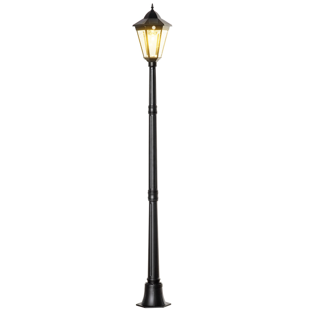 77" Solar Lamp Post Light, Aluminum Outdoor Street Lamp Garden Light, Motion Activated Sensor PIR, Adjustable Brightness for Lawn, Pathway, Driveway, Black
