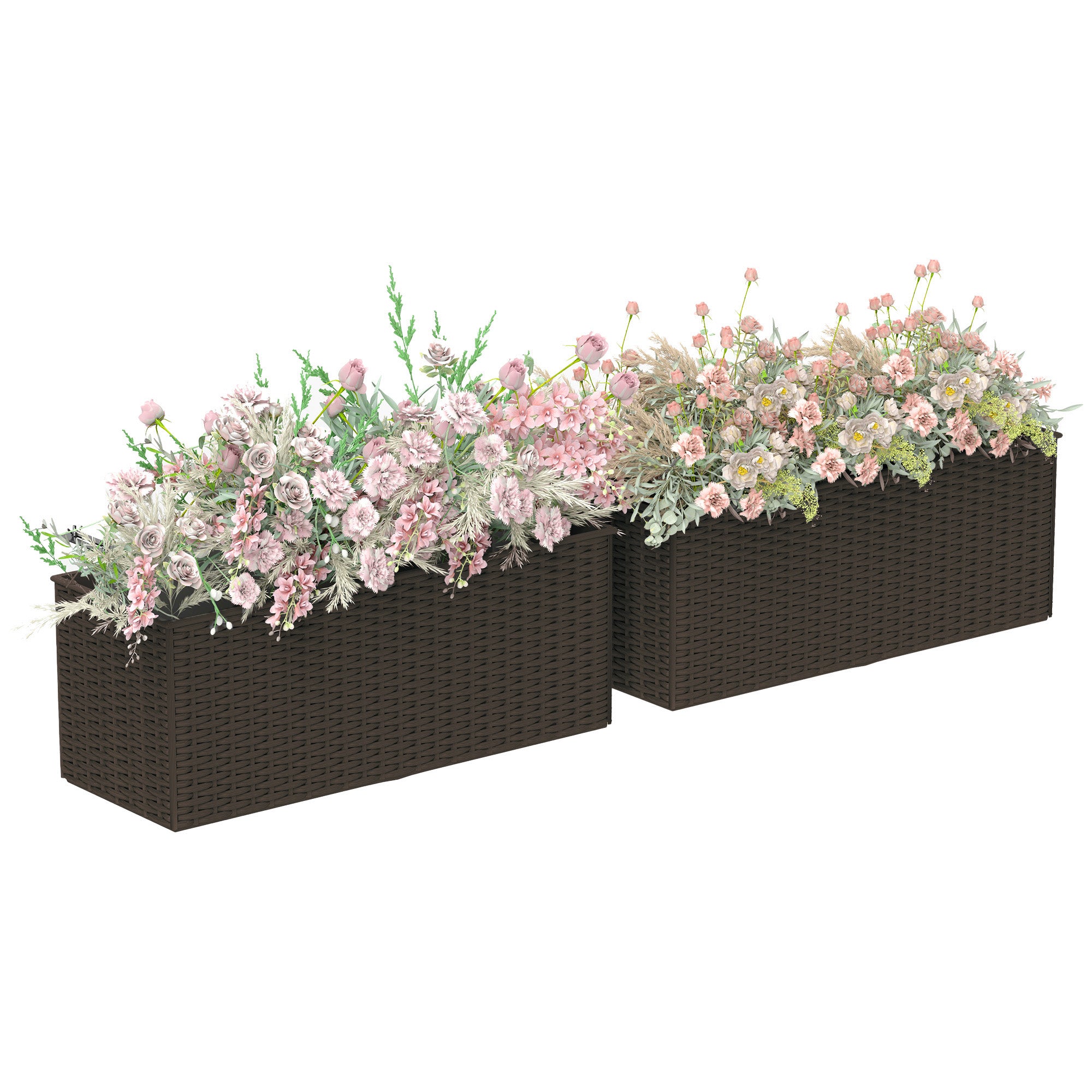 hanging patio planter boxes Outsunny Self-Watering Railing Planter Box, 20" Garden Pots Set