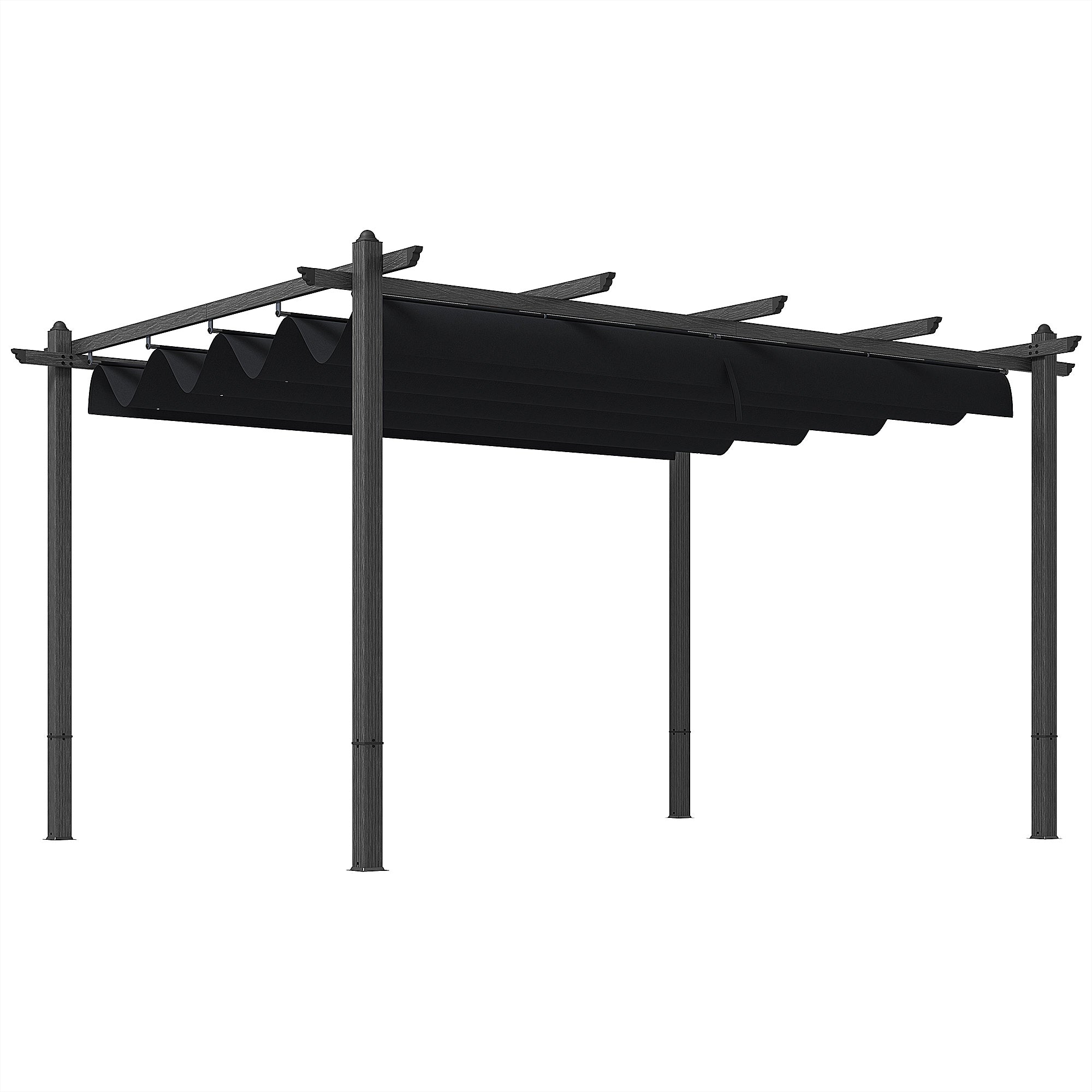 pergola tent Outsunny Aluminum Pergola: 10x13, Grey, Retractable Canopy for Sun Shade in Garden, Patio, or Backyard