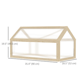 Wooden Cold Frame Greenhouse Garden Portable Raised Planter with Openable Top for Indoor, Outdoor, Flowers, Vegetables, Plants, 35.5" x 20.5" x 19.5", Natural Wood
