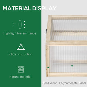 Wooden Cold Frame Greenhouse Garden Portable Raised Planter with Openable Top for Indoor, Outdoor, Flowers, Vegetables, Plants, 35.5" x 20.5" x 19.5", Natural Wood