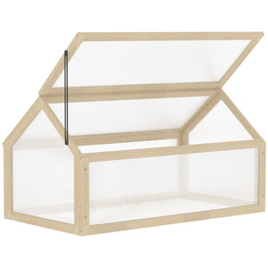 Wooden Cold Frame Greenhouse Garden Portable Raised Planter with Openable Top for Indoor, Outdoor, Flowers, Vegetables, Plants, 35.5" x 20.5" x 19.5", Natural Wood
