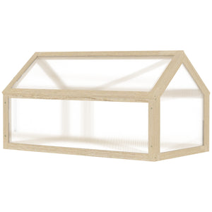 Wooden Cold Frame Greenhouse Garden Portable Raised Planter with Openable Top for Indoor, Outdoor, Flowers, Vegetables, Plants, 35.5" x 20.5" x 19.5", Natural Wood