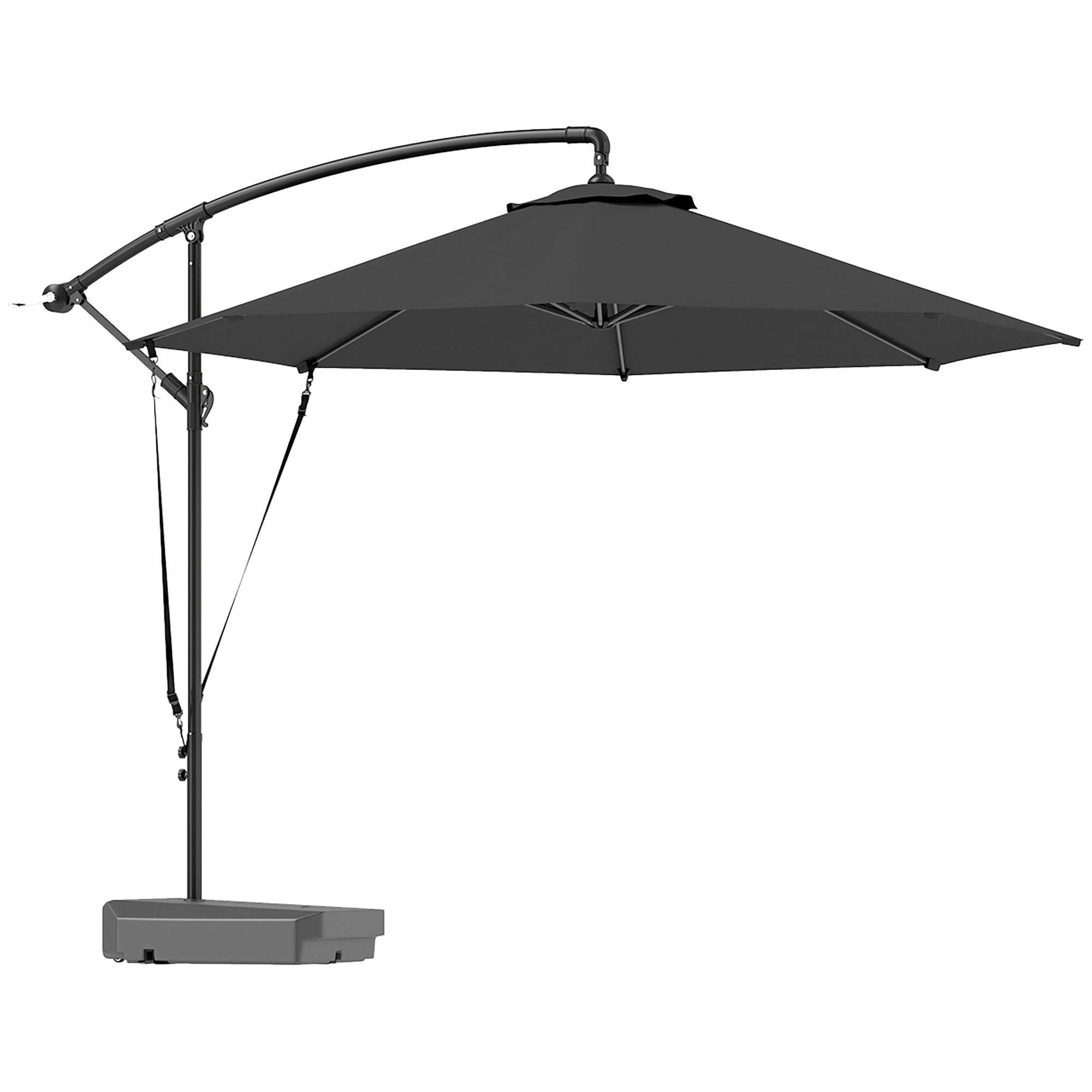 Outsunny 10' Round Cantilever Umbrella with Fillable Base & Cover, UPF50 , Grey