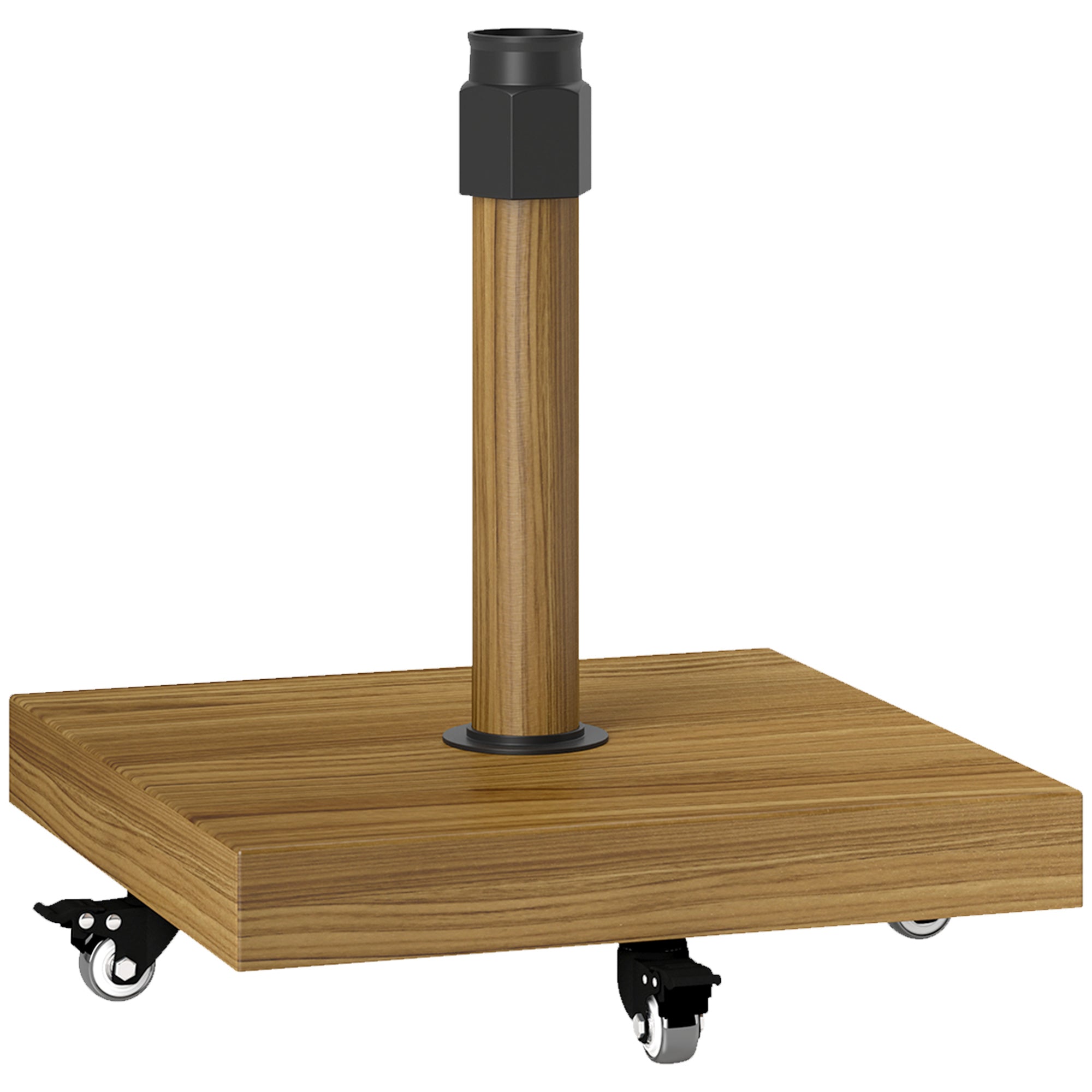 free standing patio umbrella base with wheels Outsunny Patio Umbrella Stand with Wheels, Heavy Duty Wood Base for 1.4"/1.5"/1.9" Poles
