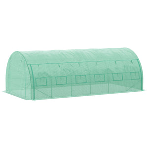 Large Walk-in Greenhouse, 20'x10'x6' Tunnel Greenhouse with Zippered Door and 12 Roll-up Windows, Outdoor Green House for Garden Plant, Green