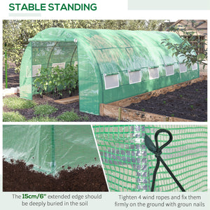 Large Walk-in Greenhouse, 20'x10'x6' Tunnel Greenhouse with Zippered Door and 12 Roll-up Windows, Outdoor Green House for Garden Plant, Green