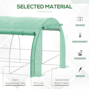Large Walk-in Greenhouse, 20'x10'x6' Tunnel Greenhouse with Zippered Door and 12 Roll-up Windows, Outdoor Green House for Garden Plant, Green