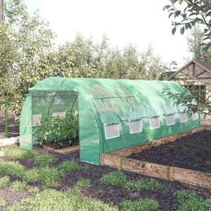 Large Walk-in Greenhouse, 20'x10'x6' Tunnel Greenhouse with Zippered Door and 12 Roll-up Windows, Outdoor Green House for Garden Plant, Green