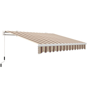 13' x 8' Manual Retractable Patio Awning Sun Shade Outdoor Deck Window Door Canopy Shelter Aluminum Frame Red Stripe
