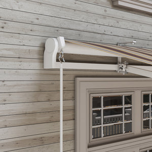 13' x 8' Manual Retractable Patio Awning Sun Shade Outdoor Deck Window Door Canopy Shelter Aluminum Frame Red Stripe