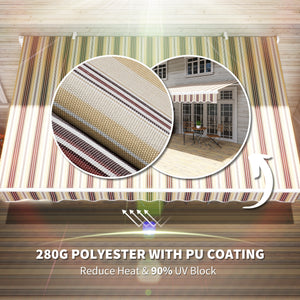 13' x 8' Manual Retractable Patio Awning Sun Shade Outdoor Deck Window Door Canopy Shelter Aluminum Frame Red Stripe