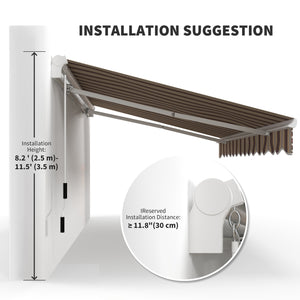 13' x 8' Manual Retractable Patio Awning Sun Shade Outdoor Deck Window Door Canopy Shelter Aluminum Frame Red Stripe