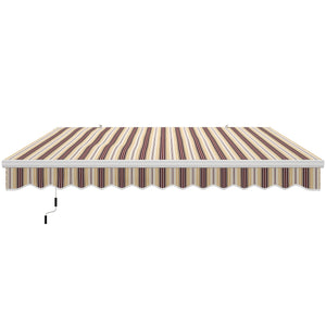 13' x 8' Manual Retractable Patio Awning Sun Shade Outdoor Deck Window Door Canopy Shelter Aluminum Frame Red Stripe