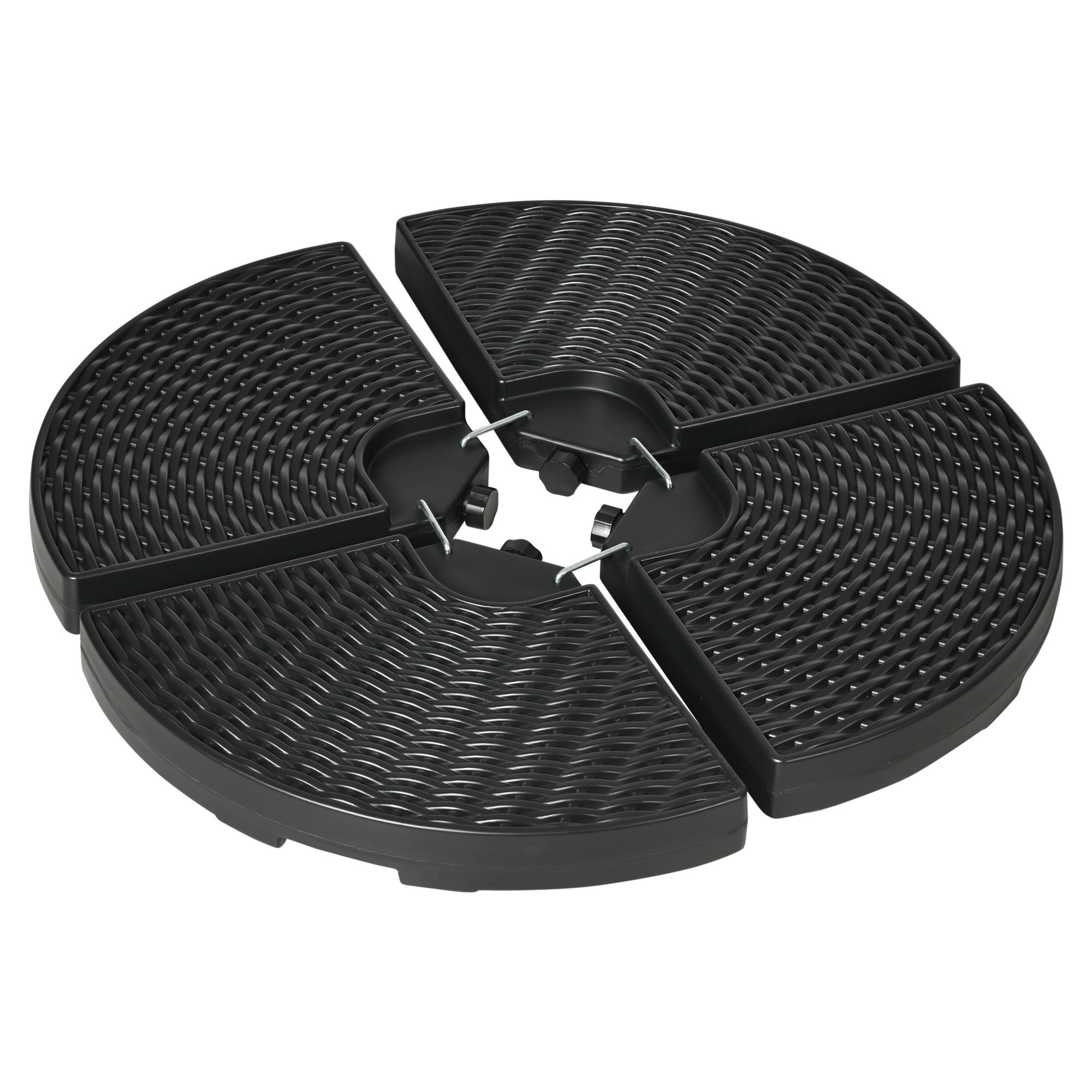 60l plastic weighted fill water sand wheel patio umbrella base Outsunny Cantilever Patio Umbrella Base Weights 4PCs 150lb HDPE Water and Sand Filled for Offset Banana Umbrella