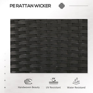 2-Seat Patio Furniture with Tea Table, Outdoor PE Rattan Wicker Loveseat with Padded Cushions and Tempered Glass Top for Garden, Porch, Poolside, Black