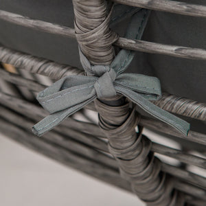 Rattan Chair with Stool, Outdoor Balcony Chair with Cushion, Adjustable Foot Pads for Patio, Garden, Backyard, Grey