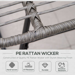 Rattan Chair with Stool, Outdoor Balcony Chair with Cushion, Adjustable Foot Pads for Patio, Garden, Backyard, Grey