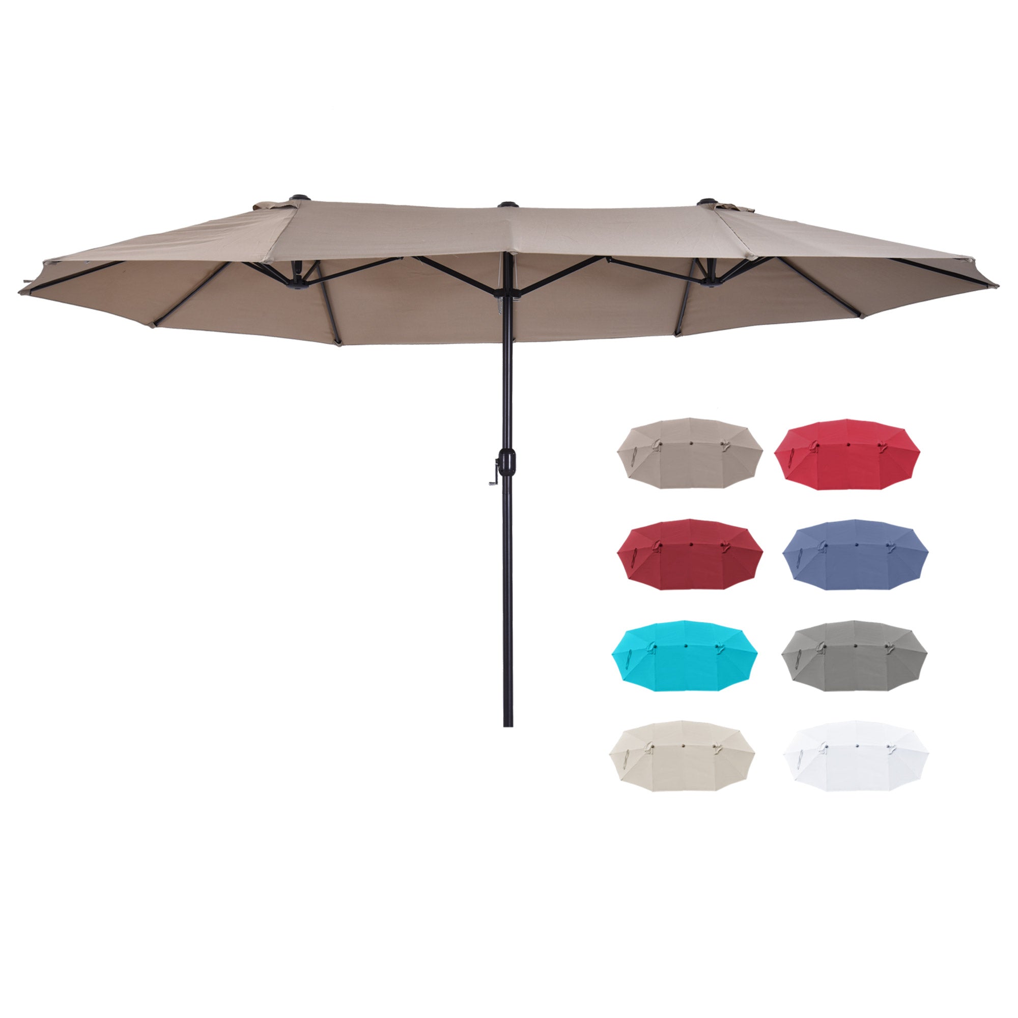 colorful outdoor patio umbrellas Outsunny Patio Umbrella 15ft Double-Sided Outdoor Market Extra Large Umbrella with Crank Handle for Deck, Lawn, Backyard and Pool, Tan