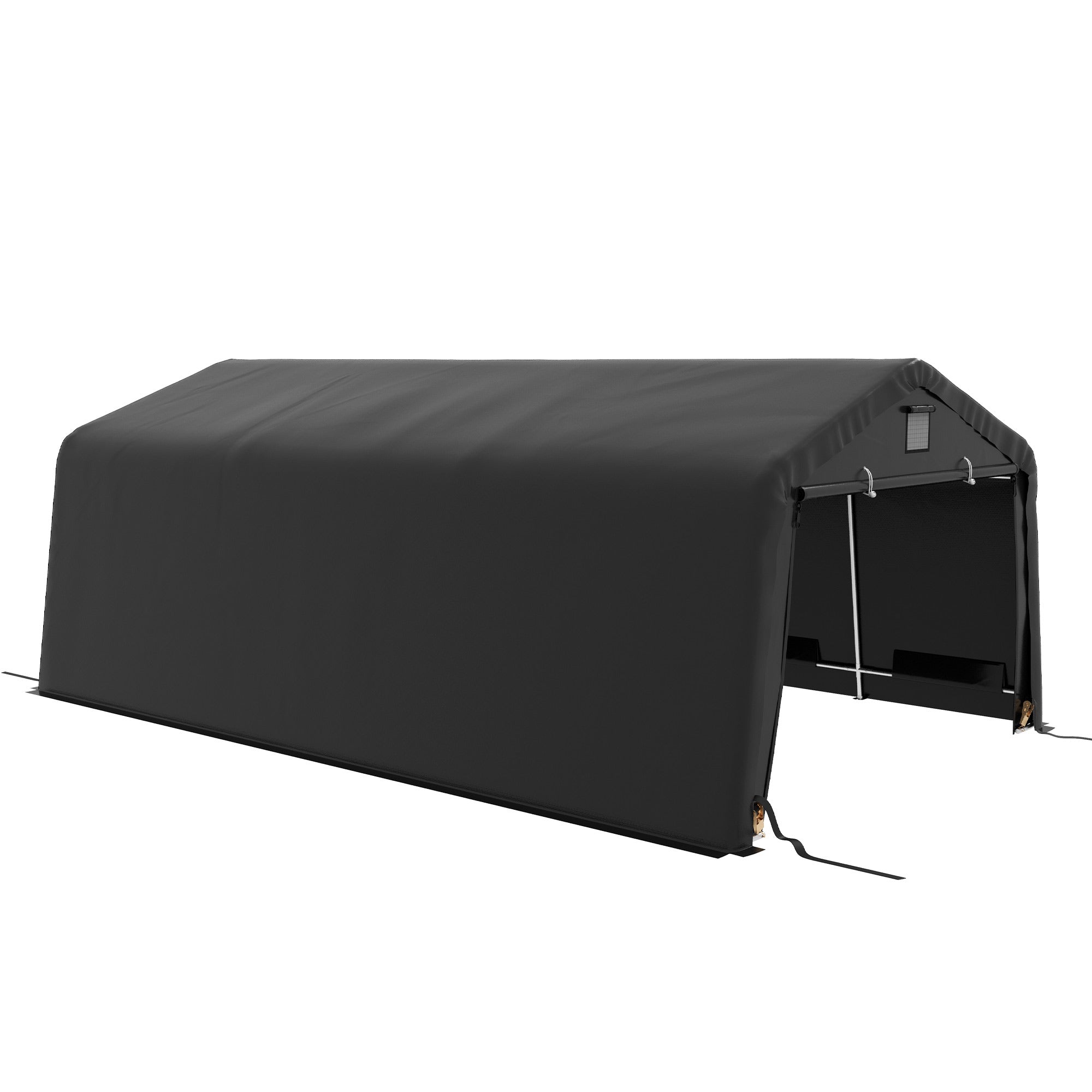 portable car garage tent Outsunny 12' x 20' Portable Garage, Heavy Duty Carport, Ventilation Windows, Large Roll-up Door, Black
