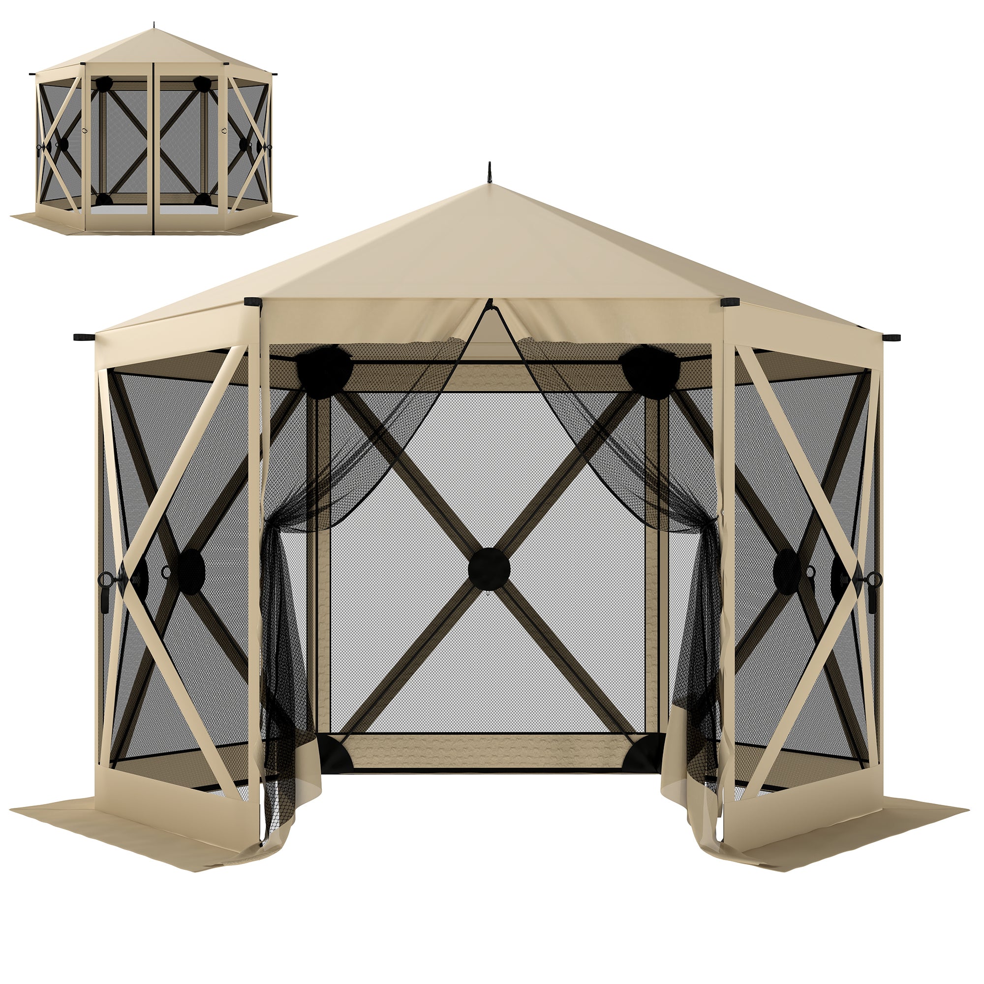 outsunny camping tent Outsunny 10 x 11 ft Pop Up Gazebo Screen Tent, Portable Instant Camping Canopy Screen House with Nettings, Carry Bag, Beige