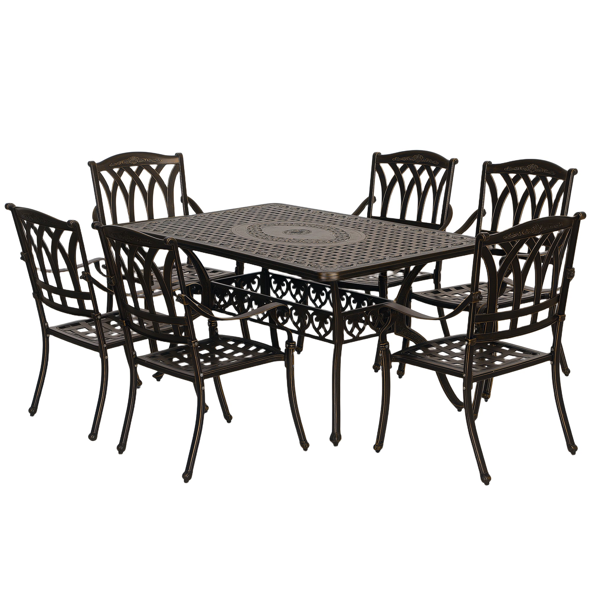 Pieces Cast Aluminium Garden Dining Set, Seater Garden Table