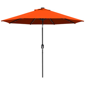 2.7m Patio Garden Umbrella Outdoor Parasol with Tilt Crank and 24 LEDs Lights (Orange)