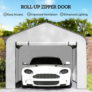 Carport Replacement Sidewall Panels Set of 4 for 12' x 20' Carports, UPF50+ Waterproof PE Tarp Replacement Side Wall Cover with Zipper Door, Top Cover and Frame Not Included, White
