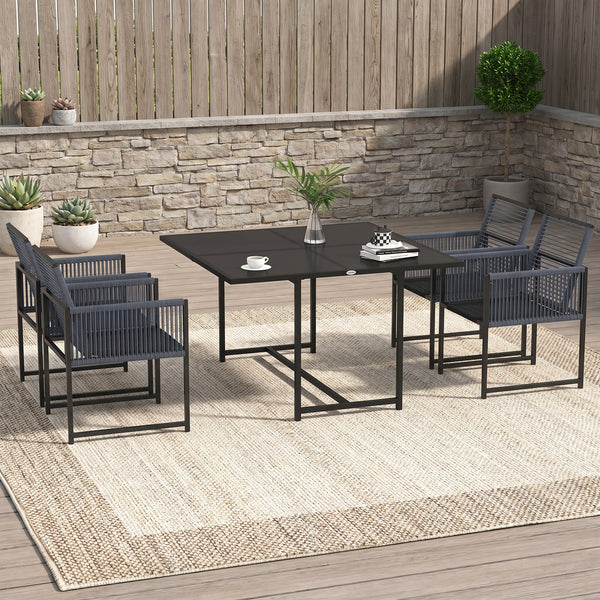 ARVOYA 5 Pieces Garden Dining Set with Foldable Backrest and Tempered Glass Top , Dark Grey