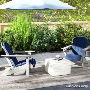 Adirondack Chair Cushion Set of 2, Outdoor Chair Cushions, High Back Patio Chair Cushions with Ties, Non-Slip Replacement Seat Cushion for Patio Furniture, Navy Blue